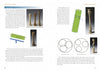 A textbook page from Schiffer Publishing's "Multi-Axis Spindle Turning" shows photos and diagrams of wooden spindles, cross-sections, and a green cylinder, with text explaining depth of cut and cutting techniques.
