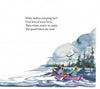 A watercolor illustration from "Camp ABC" by Schiffer Publishing, Ltd. shows two people paddling a red canoe on a lake with trees and mountains, as a bird flies above. Uplifting text promises the joy of camping and good times ahead.