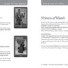 Two open book pages from Tarot of the Moors by Schiffer Publishing, Ltd. show the 9 and 10 of Wands and Princess of Wands, each with a grayscale illustration and detailed upright and reversed meanings from this unique tarot set.