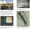 Two-page spread from Schiffer Publishing, Ltd.’s Humvee manual showing soldiers maintaining a Humvee, detailed photos of vehicle parts, and captions outlining key maintenance and repair techniques.