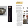 A magazine spread on Korean Metal Art by Schiffer Publishing, Ltd. displays a decorated metal jar, ornate spoon, step-by-step instructions with hand-drawn arrows, and photos illustrating traditional metalworking techniques.