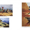 Two pages in Western Art of the Twenty-First Century (Schiffer Publishing, Ltd.) display four Western-themed paintings—cowboys, a stagecoach, and action scenes—by American artists, plus descriptive text on C. Michael Dudash.