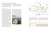 A textbook page titled "The Navajo People and Their Land," with two text columns, a photo of a rocky landscape, and a map of the Navajo homeland appears alongside "Navajo Weavings with Ceremonial Themes" by Schiffer Publishing, Ltd.