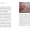 A two-page spread from "Out in Blue Fields" by Schiffer Publishing, Ltd.: The left page, titled JANUARY, mentions blackberries; the right page shows a leafless, red-tinged blackberry patch, evoking blueberry off-season.