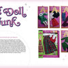 A book spread from Schiffer Publishing, Ltd.'s Doll Junk displays a boxed doll on the left and six 1970s vintage dolls in packaging on the right, with text about early-1970s doll fashion.