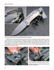 A step-by-step guide to drilling and reaming a spacer for The Lockback Folding Knife by Schiffer Publishing, Ltd. Main image shows a clamp securing the knife with spring; insets highlight drilling with measuring tools.