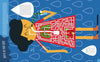Illustration from Schiffer Publishing, Ltd.’s "The Human Body": a person drinking water through a straw, with body mazes tracing the water’s path and organs—ideal for educational activity books—set on a blue, water droplet background.