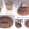 A collage of six handmade baskets in diverse shapes and weaves appears on a white background, featured in "Earth Basketry, 2nd Edition" by Schiffer Publishing, Ltd.