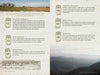 A magazine spread for Schiffer Publishing, Ltd.’s "Coulter & Payne Farm Distillery's 101 Uses for Moonshine" showcases moonshine’s versatile uses with jars and numbered text, set against rural and mountain backdrops.