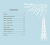Table of contents page for "Amateur Radio Goes Camping & RVing" by Schiffer Publishing, Ltd., featuring a light blue background, a white illustrated ham radio tower on the right, and chapter titles with page numbers under "Contents" on the left.