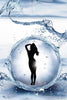 A woman’s silhouette poses within a swirling splash of water, droplets surrounding her as radiant light shines behind—evoking spiritual energy—illustrating the essence of Psychic Sex.