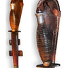The Fairbairn-Sykes Fighting Knife by Schiffer Publishing, Ltd. features a patterned leather handle, metal pommel, and brown leather sheath; a right-side close-up is shown—ideal for British dagger collectors.