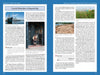 Two pages from Schiffer Publishing, Ltd.'s "Lighthouses and Coastal Attractions of Southern New England" showcase text and images of a lighthouse, harbor, and rocky coast, highlighting Buzzards Bay—a key stop on any New England lighthouse tour.