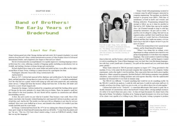 A two-page book spread titled Break Out by Schiffer Publishing, Ltd. The left page has green text and a block of text; the right page highlights Apple II iconic games with photos and small computer screen images.