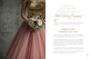A woman in a gold sequin bodice and pink tulle skirt holds white flowers. Beside her, elegant text introduces Schiffer Publishing, Ltd.'s "The White Dress Destinations," your bespoke guide to wedding style and destination planning.
