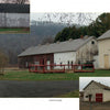 Tobacco Sheds by Schiffer Publishing, Ltd. features a weathered New England barn with a gray roof on grassy land, encircled by a red fence, plus two inset images of old white garages, set against the bare trees and hills of the Connecticut River Valley.