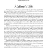A book page from Ghost Towns of the Rockies by Schiffer Publishing, Ltd. describes mining as risky but honorable, reflecting on miners’ rags-to-riches stories and family histories in a serif font.
