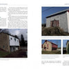 Two pages from "The Historic Barns of Southeastern Pennsylvania" by Schiffer Publishing, Ltd. showcase text on local barn architecture and history, plus five photos of old stone and wooden barns in different styles and farm settings.