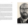 A magazine spread for "Bodies of Work—Contemporary Figurative Painting" by Schiffer Publishing, Ltd. shows a B&W portrait of a bearded man with glasses on the right, and text about Chuck Close’s influence on figurative art on the left, both on a white background.