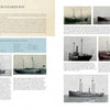 A two-page spread from "Massachusetts Lighthouses and Lightships" by Schiffer Publishing, Ltd. features text on Buzzards Bay and Vineyard Sound lightships, historic ship photos, lighthouse images, and a table of assigned lightships.