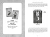 Two pages from The Art of Lenormand Reading by Schiffer Publishing, Ltd.: the left page features two illustrated cards and a chapter title; the right page presents a sample card with labeled parts and detailed card structure explanations.