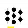 The cover of "Lights, Shapes, & Signals for the Merchant Mariner" by Schiffer Publishing, Ltd. features vertical lines with black circles and diamonds like maritime signals, plus a yellow rectangle on white, evoking boating safety.
