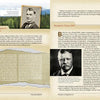 A two-page spread from Seeking Bigfoot by Schiffer Publishing, Ltd. has brown/beige backgrounds, images of Elkanah Walker and Theodore Roosevelt, and text about Walker’s 1840s letter and Roosevelt’s early Bigfoot accounts.