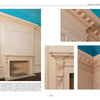 Three images showcase cream-colored molding and trim from a historic room featured in *Lowcountry Plantations* by Schiffer Publishing, Ltd., highlighting a grand fireplace, decorative cornices, and crown molding beneath a blue ceiling.