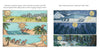 In "Sun & Moon Take Turns" by Schiffer Publishing, Ltd., vibrant pages show the sun and moon watching over Earth's day and night—sheep by a wall, ice penguins, desert camels, a polar bear, and forest animals under the night sky.