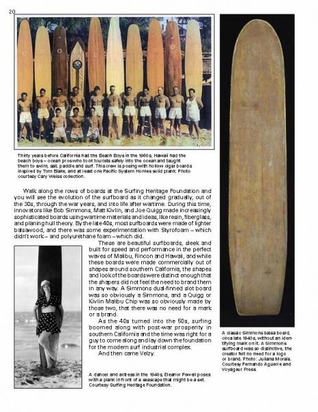 The "Graphic Surf" magazine page by Schiffer Publishing, Ltd. showcases vintage surfer photos, classic memorabilia, and stories highlighting surfing history, surfboard evolution, and icons from the 1940s–1950s.
