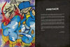 Uptown & Downtown by Schiffer Publishing, Ltd. features a cartoon character in blue and yellow over subway maps on the left, blending into graffiti art, with a dark background and white PREFACE text plus an intro paragraph on the right.