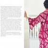 A person with short dark hair, seen from behind in a flowing pink and red garment, stands by an open window. On the left is a page titled "Introduction" from "Artisan Felting" by Schiffer Publishing, Ltd.