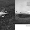 Two black-and-white photos from "B-17 Flying Fortress, Vol. 1" by Schiffer Publishing, Ltd. show the WWII aircraft in flight over a town and parked on the ground, viewed from the front and side.