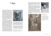 Intersection" by Schiffer Publishing, Ltd.: A book spread featuring text, a silver bowl image on the left page, and on the right—a photo of a woman in a hat above an illustration of angelic figures—celebrating art and creativity.