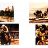 Tape Art by Schiffer Publishing, Ltd. features a collage of four sepia-tone artworks: a man in a hat over a city, palm trees with art deco cars, a jockey on a horse, and clustered photographers.
