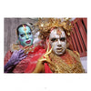 Two people in vibrant theatrical makeup and ornate costumes, inspired by JoJo Baby, pose closely together—just like those featured in "Getting into Face" from Schiffer Publishing, Ltd.