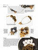 Step-by-step photo instructions from Schiffer Publishing, Ltd.'s Pearl Projects for Beaders show gold and bronze beads threaded on wire with pearls, ending with a completed necklace highlighting elegant jewelry designs.