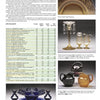 A catalog page showcases Elegant Glass by Schiffer Publishing, Ltd. with detailed descriptions, a comparison table, and five photos of vases, candlesticks, cups, and bowls—perfect for identifying classic American glass patterns.