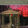 Decorating for Christmas at Historic Houses" by Schiffer Publishing, Ltd. captures the charm of festive gazebos adorned with green garlands and red bows, set against vibrant red and purple dusk skies, evoking timeless holiday traditions.