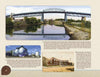 Greetings from Brooklyn by Schiffer Publishing, Ltd. features a large blue steel bridge over a river, with trees, rocks, and grass nearby, plus insets of industrial tanks, brick buildings, and historic Brooklyn district streetscapes.