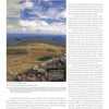 An aerial view from "New England's Natural Wonders" by Schiffer Publishing, Ltd. shows Mount Moosilauke’s rocky summit, alpine vegetation, winding trails, and distant forests beneath clouds, with hikers exploring the scenic landscape. Text surrounds the image.