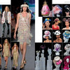 Models showcase ornate Spring 2014 runway looks. On the right, The SFP LookBook: Mercedes-Benz Fashion Week Spring 2014 Collections by Schiffer Publishing, Ltd. spotlights elaborate hats and headpieces on models or mannequins against a black background.
