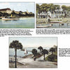 A collage of three vintage postcards from "Greetings from Daytona Beach" by Schiffer Publishing, Ltd., showcases historic Florida hotels and waterfronts with captions about Daytona Beach, the Buckley Hotel, Port Orange, and notes on Florida history.