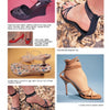 A collage from "In Step with Fashion" by Schiffer Publishing, Ltd. displays six trendy women’s shoe styles—wedge sandals, polka dot heels, strappy stilettos, and heeled sandals—on models’ feet with vibrant backgrounds.