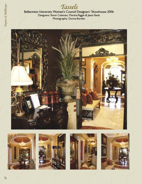 Showhouse Review by Schiffer Publishing, Ltd. showcases the elegance of decorator showhouses, featuring ornate interior designs, gold-framed mirrors, elegant lamps, decorative plants, and luxurious rooms from top decorating events.