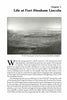 A black-and-white historical photo of the 19th century Fort Abraham Lincoln appears above the first page of a book chapter, with text describing George Armstrong Custer and the fort’s history. Product by Schiffer Publishing, Ltd.