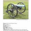 A replica 1861, 12-pound Napoleon cannon stands on the grass outside Fort Abraham Lincoln, recalling Civil War history. Weapon specs and historical details are displayed below. Product: Fort Abraham Lincoln by Schiffer Publishing, Ltd.