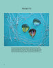 Three glass cabochons and a metal pin rest on a blue background with intersecting silver wires and beads, forming a geometric design featured in "Wire & Fused Jewelry" by Schiffer Publishing, Ltd.