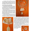 The Wire & Fused Jewelry guide by Schiffer Publishing, Ltd. shows how to make wire jewelry—necklaces and pendants with prong settings and shell accents—using step-by-step text instructions and close-up photos on an orange background.
