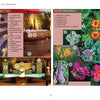 The Sustainable Landscape by Schiffer Publishing, Ltd. features a landscaping project key and plant list with numbered photos of an eco-friendly fire pit area, lounge, water-efficient landscaping, lighting, and close-ups of colorful flowers and succulents.